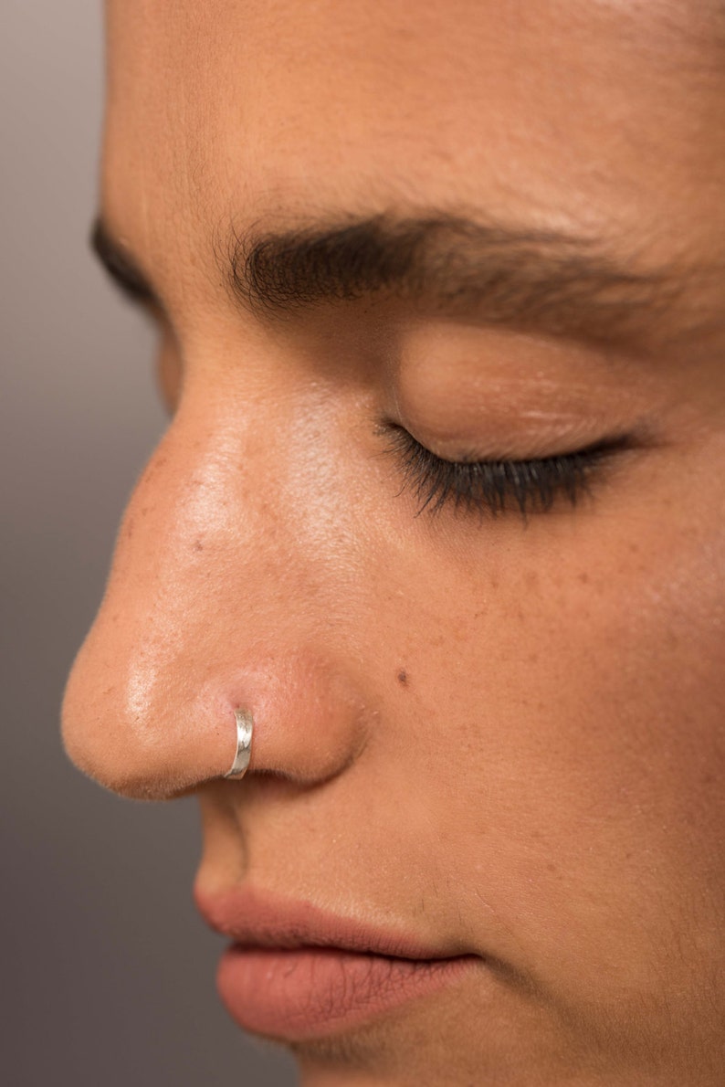 Nose Ring. Indian Nose Ring. Tribal Nose Ring. Nose Hoop. Tragus piercing. Cartilage Earring. Helix Piercing. Nose Jewelry. Body Jewelry image 1