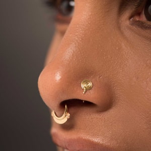 Indian Nose Stud. 14k Gold Nose Ring. Nosestrill Screw. Gold Nose Stud. Gold Nose Pin. Tribal Nose Ring. Gold Tragus. 14k Gold Body Jewelry