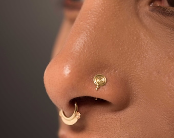 Indian Nose Stud. 14k Gold Nose Ring. Nosestrill Screw. Gold Nose Stud. Gold Nose Pin. Tribal Nose Ring. Gold Tragus. 14k Gold Body Jewelry