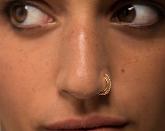 Gold Nose Ring. Indian Nose Ring. Tribal Nose Ring. Egyptian Nose Ring. Gold Tragus. Cartilage Hoop. Nose Hoop. Septum Ring. Gold Septum