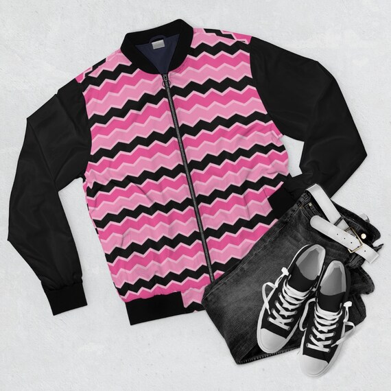 Hot Pink and Black Bomber Jacket | Etsy 