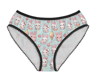 cute kawaii bunny underwear, bunny panties, womens underwear, panties, womens briefs