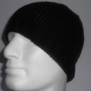 Knitted hats for Men. Black beanie hat. Hand knit beanie hat. Guy's beanie hat. Knitted toque hat. Watchmans cap. Ready to ship image 3