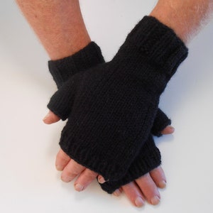 Fingerless Gloves for Men Christmas Gift for Him Hobo Gloves. Texting Gloves. Men's Black knitted gloves. Hand knit Mittens. Knitted Gloves image 8