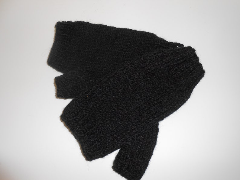 Fingerless Gloves for Men Christmas Gift for Him Hobo Gloves. Texting Gloves. Men's Black knitted gloves. Hand knit Mittens. Knitted Gloves image 7
