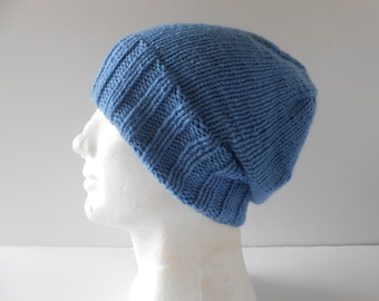 Slouchy beanie knit hat, Men's wool hat, hand knit beanie best gift for him, Christmas gift ideas, Men's Irish knit slouchy beanie hat,