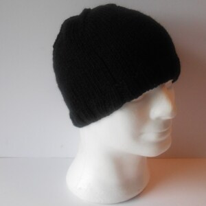 Knitted hats for Men. Black beanie hat. Hand knit beanie hat. Guy's beanie hat. Knitted toque hat. Watchmans cap. Ready to ship image 5