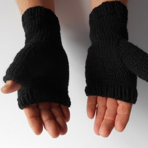 Fingerless Gloves for Men Christmas Gift for Him Hobo Gloves. Texting Gloves. Men's Black knitted gloves. Hand knit Mittens. Knitted Gloves image 5