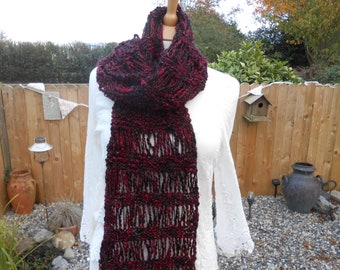 Designer hand knit scarf with fringe,  Beautiful soft warm long scarf. Mother's Day gift for her  luxury wrap around scarf. Irish knitwear