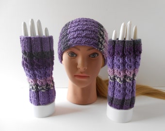 Cable knit headband and fingerless gloves set. Warm winter ear warmer and gloves. Valentine gift for her. Irish knit gift. Aran knitwear