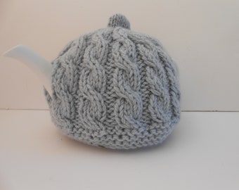 Hand knitted Tea Cozy, Aran teapot cosy, Irish wool teapot cover, Handmade Gift from Ireland, Cable knit cosies