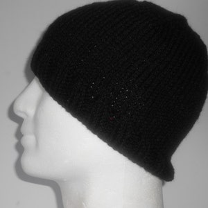 Knitted hats for Men. Black beanie hat. Hand knit beanie hat. Guy's beanie hat. Knitted toque hat. Watchmans cap. Ready to ship image 4