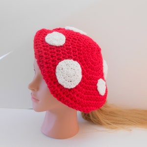 Crochet Mushroom Hat, Handmade Woodland  Beanie. Adult size