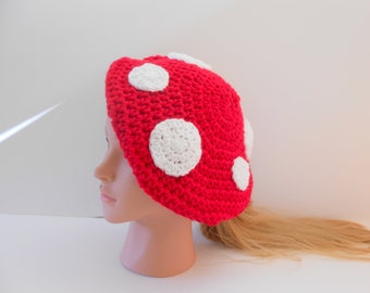 Crochet Mushroom Hat, Handmade Woodland  Beanie. Adult size