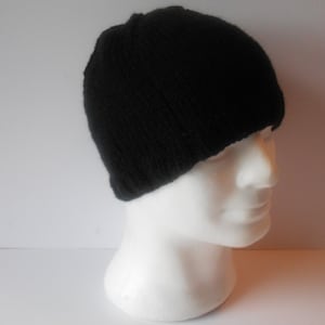 Knitted hats for Men. Black beanie hat. Hand knit beanie hat. Guy's beanie hat. Knitted toque hat. Watchmans cap. Ready to ship image 1