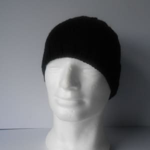 Knitted hats for Men. Black beanie hat. Hand knit beanie hat. Guy's beanie hat. Knitted toque hat. Watchmans cap. Ready to ship image 2