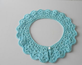 Crochet collar blue Detachable Collar. Women's Accessory.  Peter Pan Collar Mother's day Gift. Retro Style Wendy Collar.