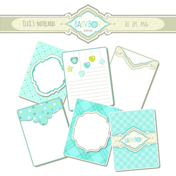 Baby Boy Themed Clipart Pack 11 By 8 5 Notecards Banner And Etsy