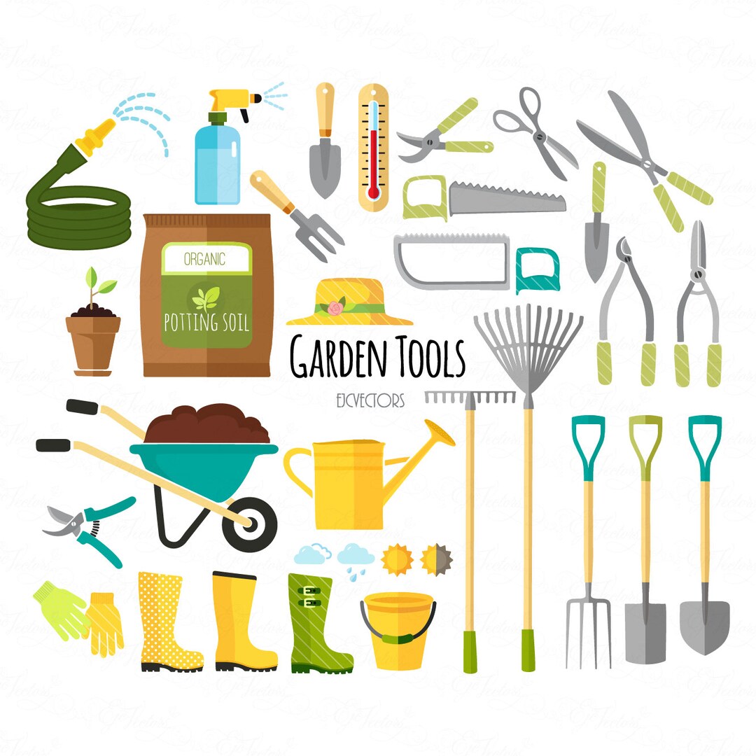Jardin outils Icon Set cliparts PNG sur fond transparent - Etsy France