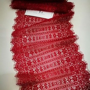 Rote Spitzenborte, französische Spitze, Alencon Spitze, Brautkleidspitze, Hochzeitsspitze, Strumpfbandspitze, Abendkleiderspitze, Dessousspitze lose Ware L3661