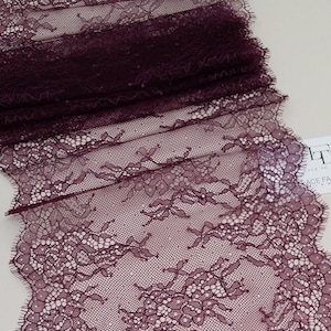 Renda violeta, Renda francesa, Renda chantilly, Renda nupcial, Renda de véu de casamento Renda recortada Renda de lingerie por metro L1773