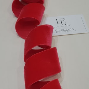Rood elastisch fluwelen lint op maat gesneden, breed fluwelen lint, fluwelen stoffen lint cadeaustrik, haarlint fluweel, fluwelen rand DB1004