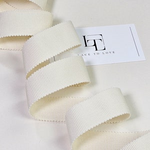 Nastro grosgrain di cotone avorio chiaro per merceria, nastro decorativo bianco, nastro di finitura avorio tagliato a misura, ST1076