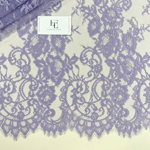 Tissu en dentelle violette, dentelle française, dentelle de Chantilly, dentelle de mariage, dentelle de mariée, dentelle de robe de soirée, dentelle de lingerie, tissu par mètre L423025