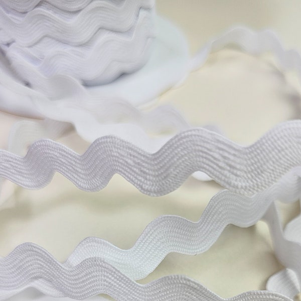 White rick rack ribbon, 2 cm/0.79 inches wide, pure white jumbo ric rac trim, sold by the yard, ST1078