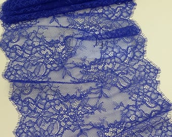 Blue lace Trimming, Chantilly Lace, French Lace, Wedding Lace, Scalloped lace, Eyelash lace, Floral Lace Lingerie Lace by the yard L9235