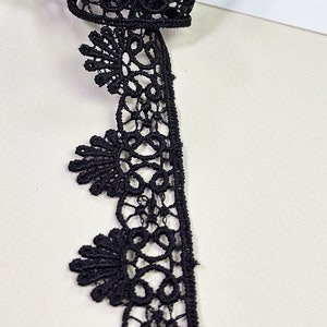 Schwarze zarte Spitzenborte, Guipure-Spitze, Strumpfhalter-Spitze, Abendkleid-Spitze, Dessous-Spitze, Meterweise verkauft, V003