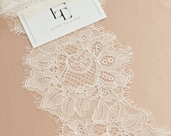 Ivory nylon lace trim, French Chantilly lace, bridal gown wedding lace, white veil lace, Garter lingerie Lace, by the meter, WDL6013