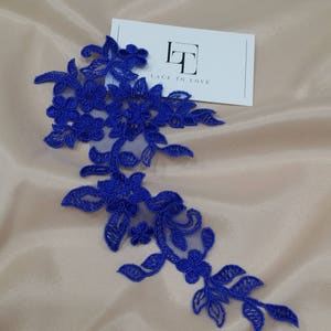 Applicazione in pizzo francese blu reale, M0072