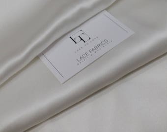 Ivory silk satin fabric by the yard. Momme 16mm, White silk fabric, Bridal silk, lingerie silk fabric, satin fabric, natural fabric. SK1001