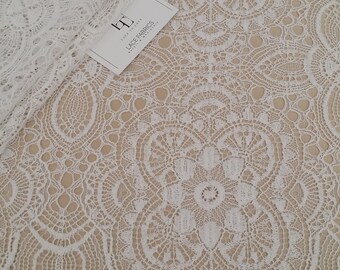 Ivory lace fabric Embroidered lace French Lace Wedding | Etsy