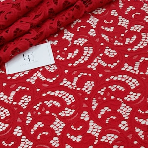 Tissu dentelle rouge par mètre, dentelle française, dentelle brodée, dentelle de mariage, dentelle de mariée, dentelle blanche, voile, lingerie, dentelle d'Alençon L77334