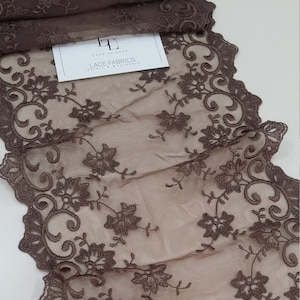 Acabamento em renda marrom, Acabamento em renda francesa, Renda Chantilly, Renda nupcial, Renda de véu de casamento Renda de cílios Renda recortada Renda de lingerie BJL9007