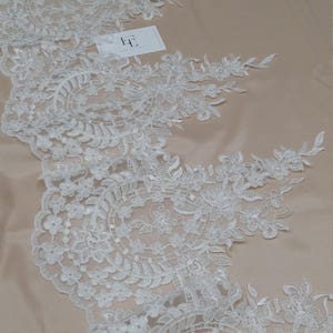 Ivory Lace Trimming, French Lace, Alencon Lace, tablecloth, Bridal Gown lace, Wedding Lace, White Lace, Veil lace, Garter lace EEV2127 image 1