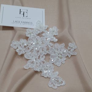 Ivory Lace applique, Beaded lace applique, French Chantilly lace applique, 3D lace, bridal lace applique, M0065