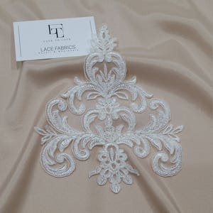 Elfenbeinfarbene Spitze Applikation, Ivory Spitze, französische Chantilly Spitze Applikation, 3D Spitze, Braut Applikation, Applikation M0061