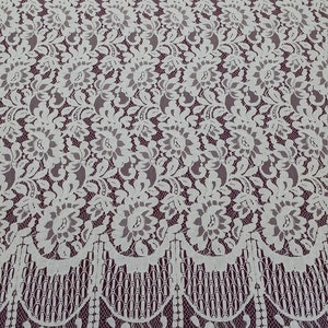 Tissu français de dentelle blanche, vendu au mètre, matériel de dentelle de voile de robe de mariée de mariage, tissu de dentelle de lingerie de cils festonnés, ME925029