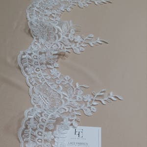 Schneewittchen Spitze, Spitzenbesatz, Französische Spitze, Alencon Spitze, Brautkleidspitze, Hochzeitsspitze, Weiße Spitze, Schleierspitze, Strumpfbandspitze EEV2121