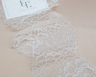 Ivory Lace Trim, French Lace, Chantilly Lace, Bridal Gown lace, Wedding Lace, White Lace, Veil lace, Garter lace, Lingerie Lace WDL6005