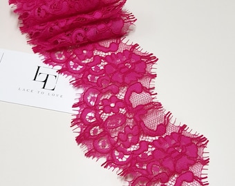 Passementerie en dentelle rose, dentelle française de dentelle de Chantilly, dentelle de mariée, dentelle de mariage, dentelle festonnée dentelle de cils dentelle florale lingerie yard de dentelle L11070