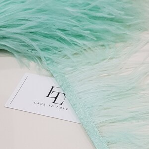 Mint Green Ostrich Feather Fringe, feather Trimming With Ribbon, Natural Ostrich Hair Feather, feather Decoration, By the yard, MC033