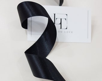 Black Double Sided Satin Ribbon - 25mm / 1'' By The Yard