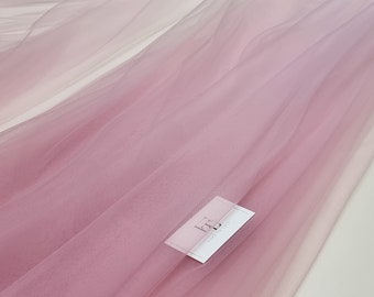 Pink gradient tulle, ombre tulle fabric, Lingerie ombre salmon pink net, 61" (155 cm) wide TK9551