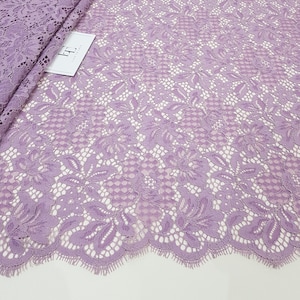 Tela de encaje lila/morado Lace To Love, encaje francés, encaje bordado, encaje de boda, encaje de novia, encaje para vestido de noche, encaje Alencon LL2829