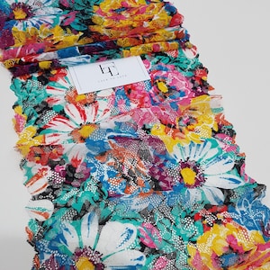 Guarnição de renda elástica colorida, guarnição de renda elástica, guarnição de renda estampada, renda francesa, renda de casamento, renda de cílios recortados, lingerie LMF001