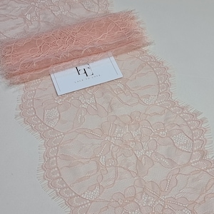 Lachsrosa Spitzenbesatz, französische Spitze, Chantilly-Spitze, gewellte Spitze, Wimpern-Spitze, Dessous-Spitze mit Blumenspitze BJL9005